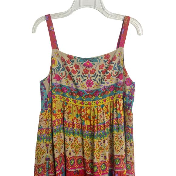 Natural Life Patricia Red Mustard Boarder Rayon Maxi Dress Size L - Picture 6 of 11